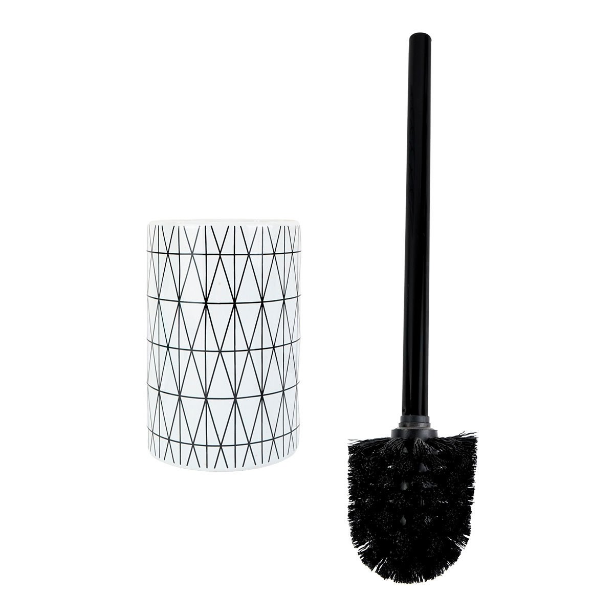 Cepillo para inodoro con base de cerámica blanca, 10,5 × 15 cm