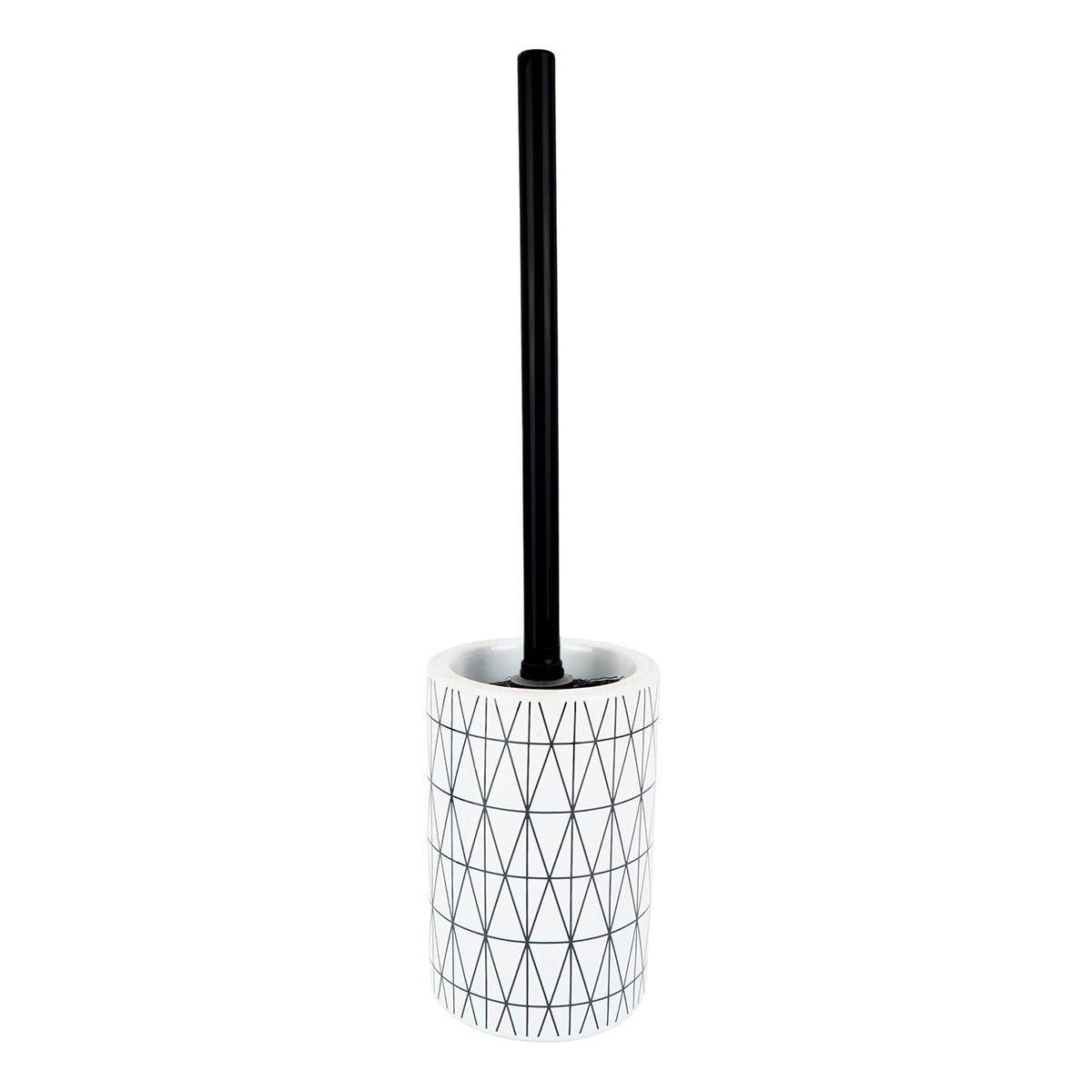 Cepillo para inodoro con base de cerámica blanca, 10,5 × 15 cm