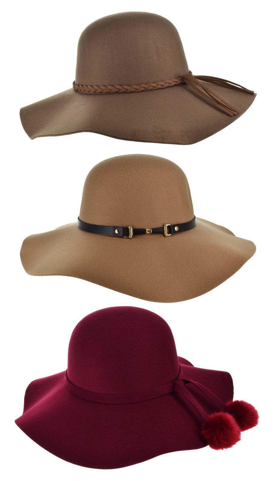 Sombrero dama paño ala ancha con trensa de cuerina