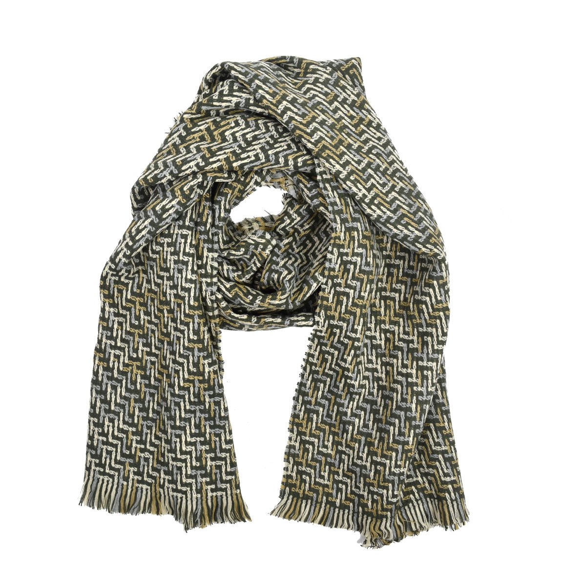 Bufanda bicolor con flecos, 65 × 190 cm