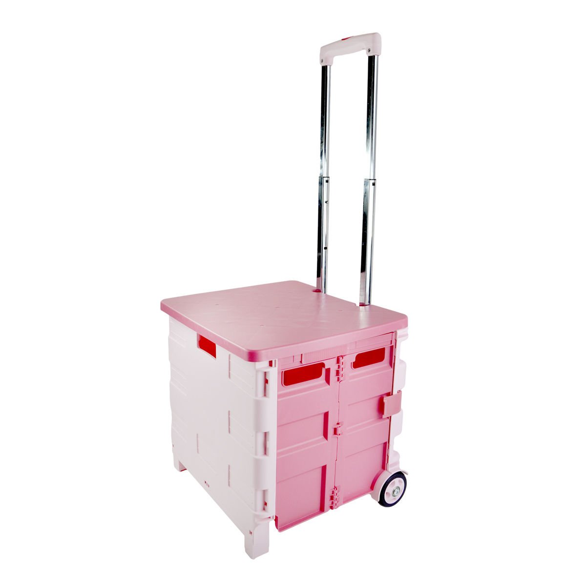 Caja plegable de plástico con asa y ruedas, 39,5 × 33 × 37 cm