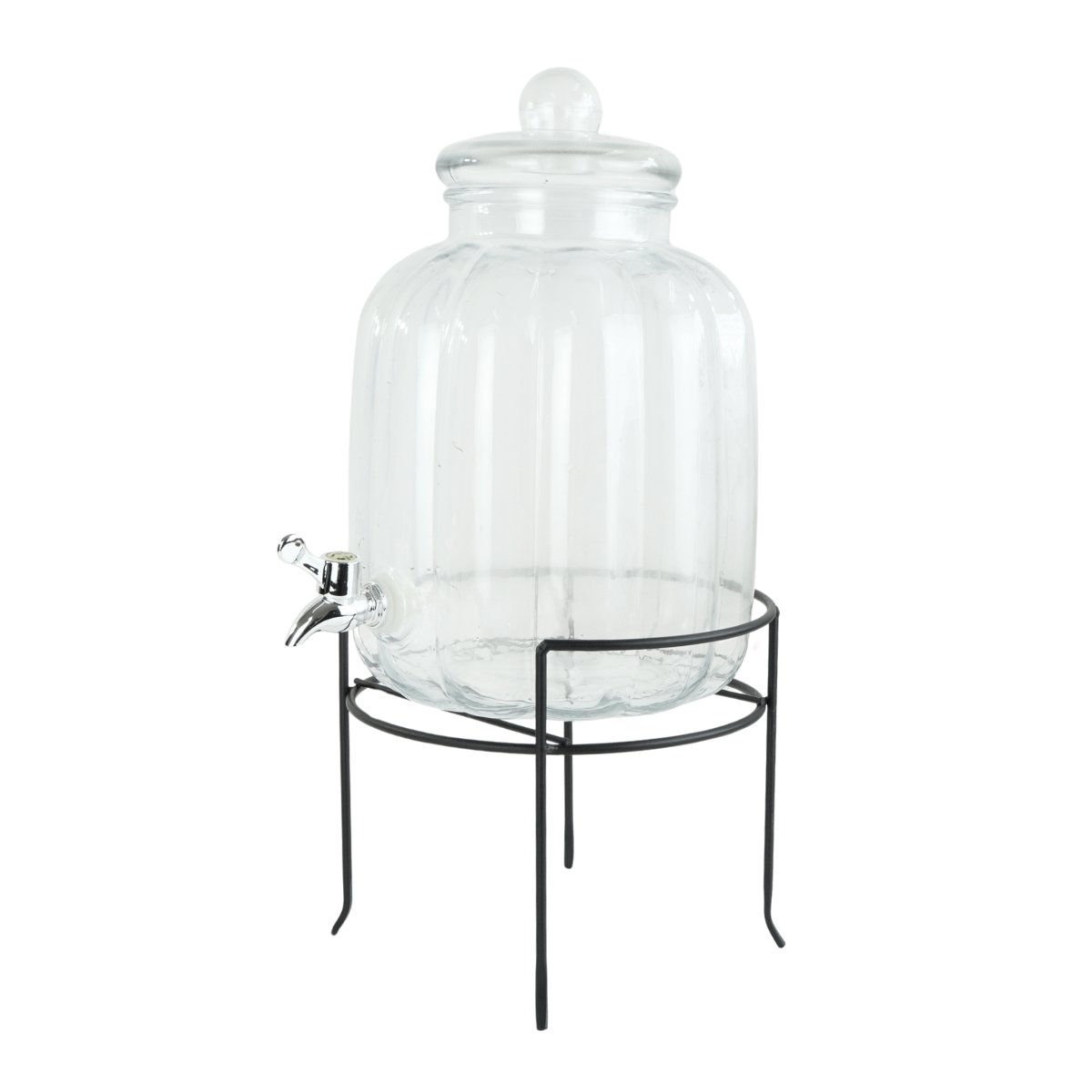 Dispensador de vidrio stand de metal labrado gajos, 8 L
