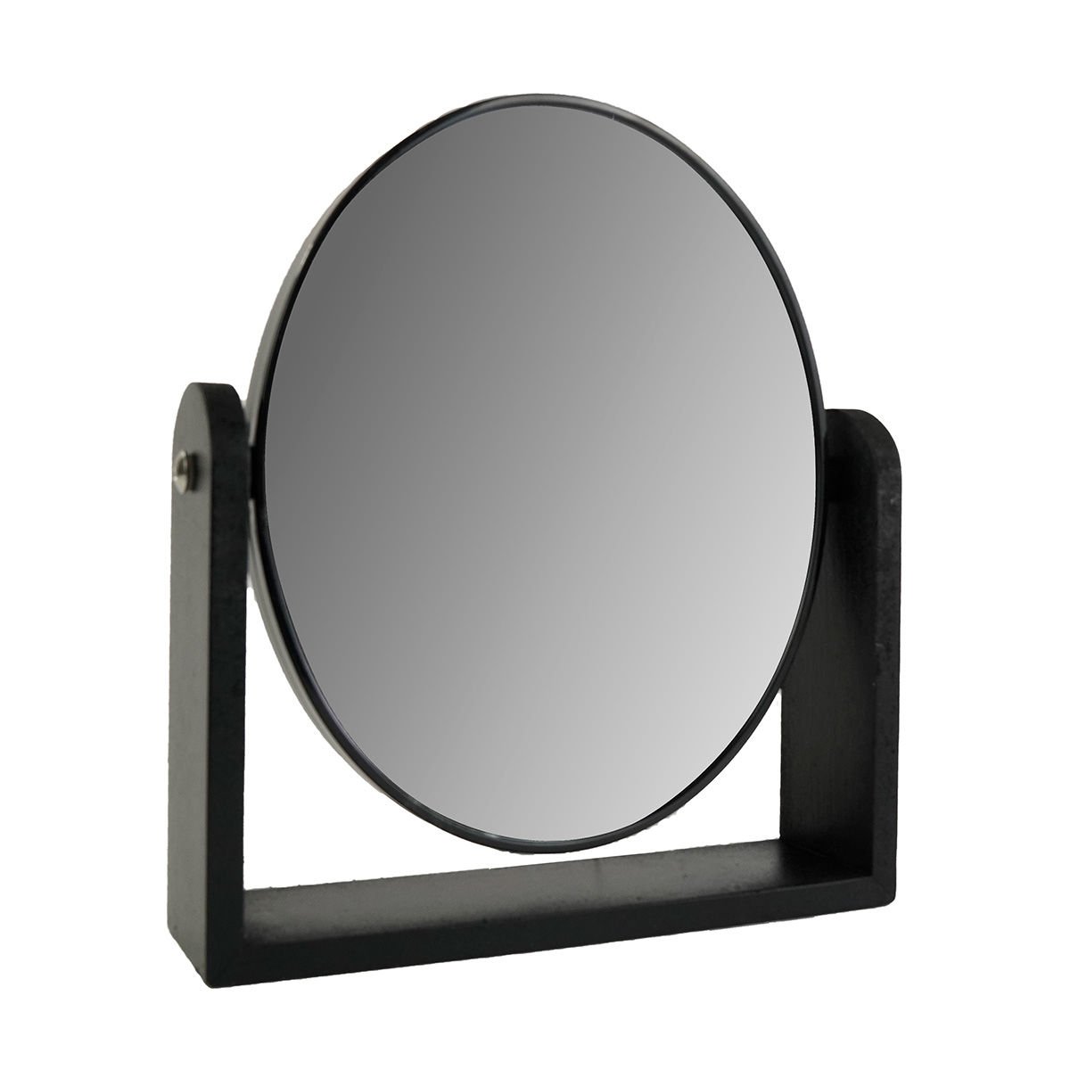 Espejo oval doble con aumento base de madera, 20 × 18 cm
