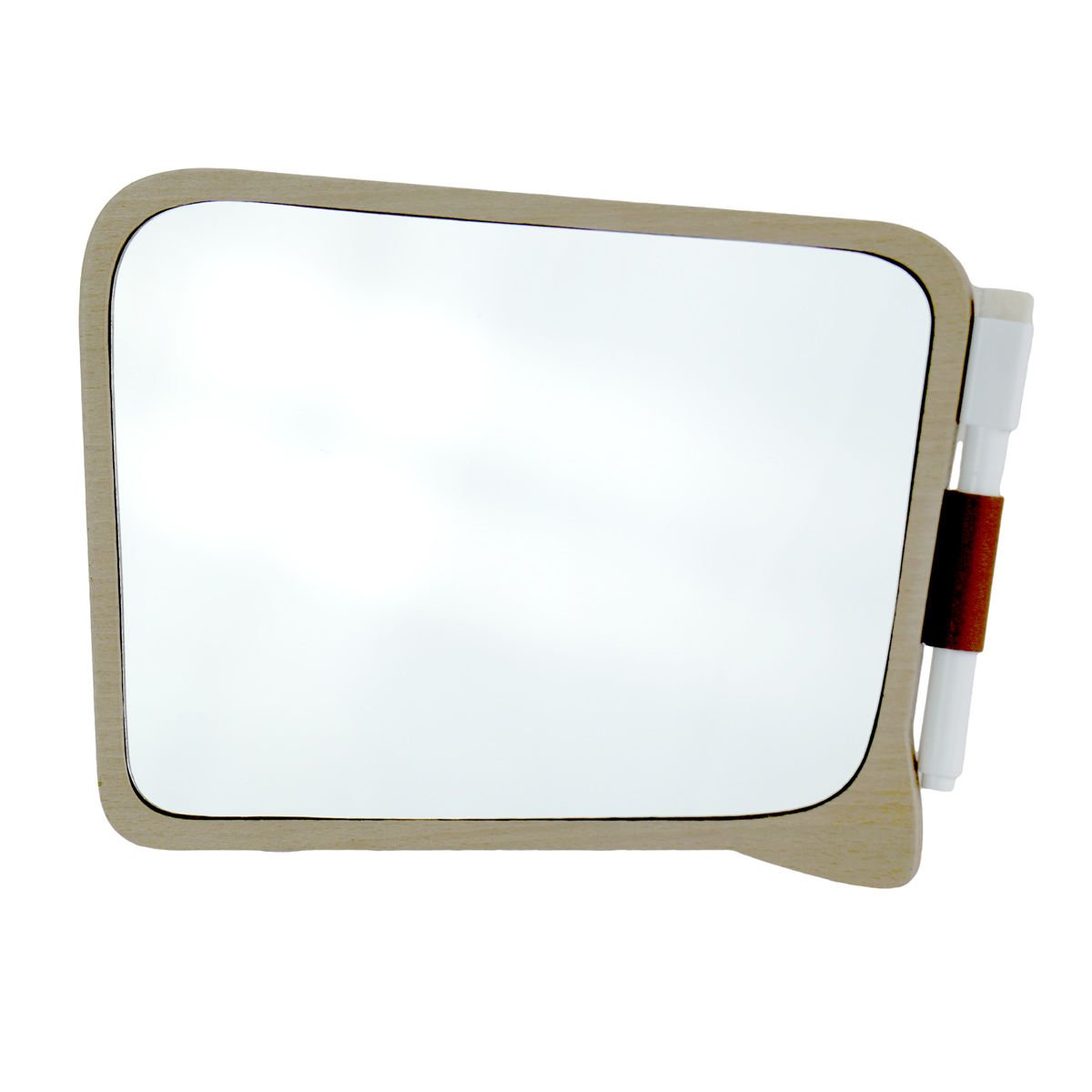 Espejo marco de madera rectangular con pie y bolígrafo
