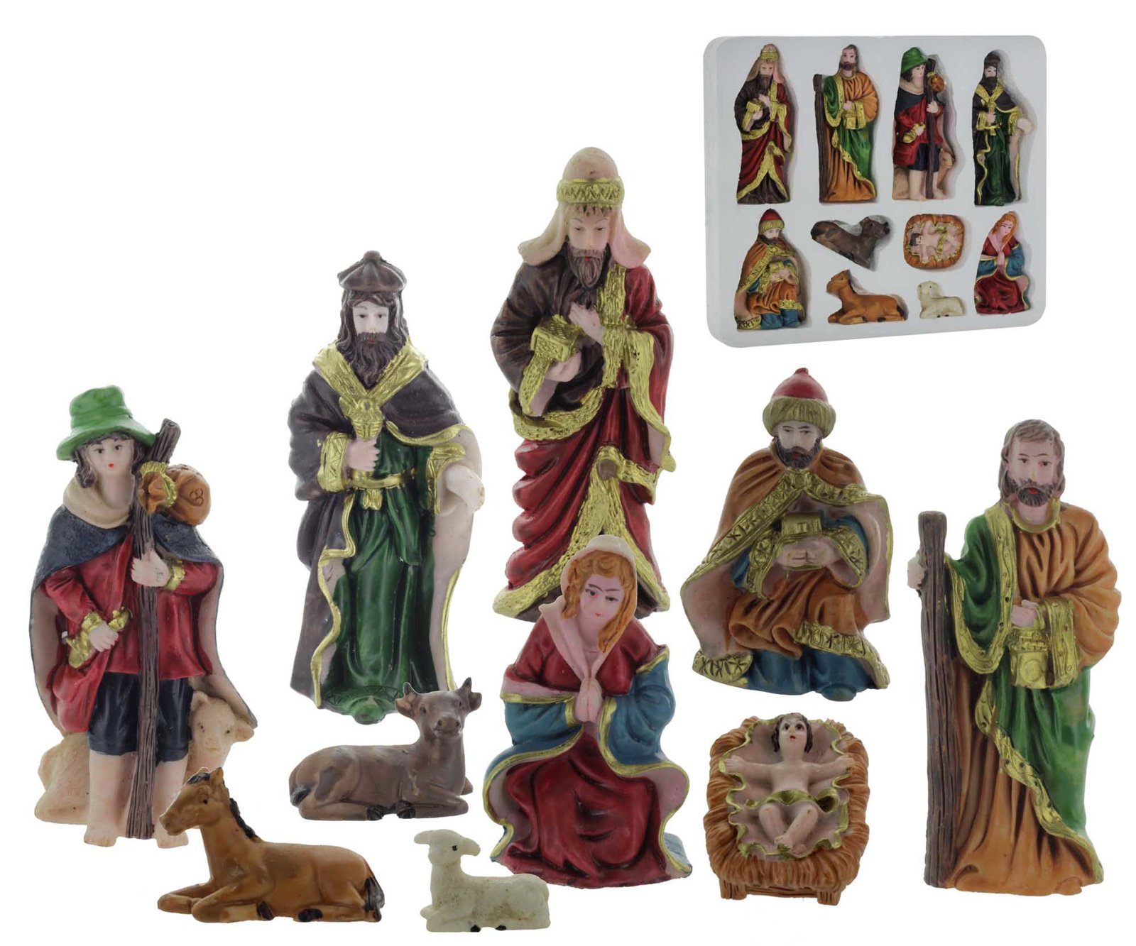 Figuras pesebre espuma plast, 22 × 19 cm, 10 piezas