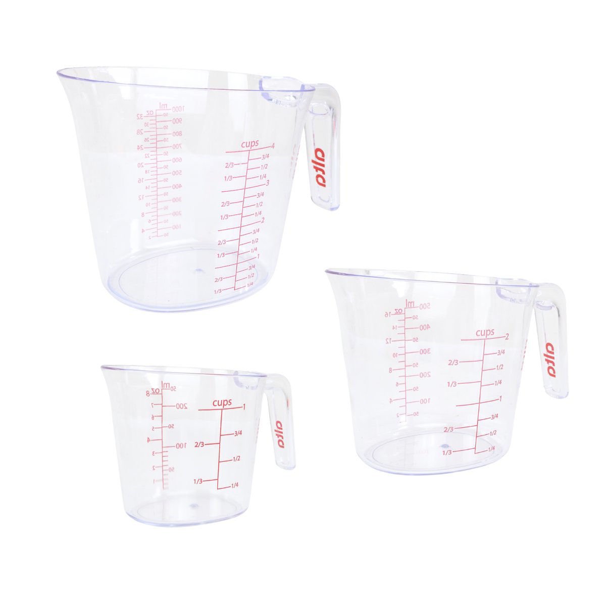 Jarra medidora de acrílico, 250 ml, 3 piezas