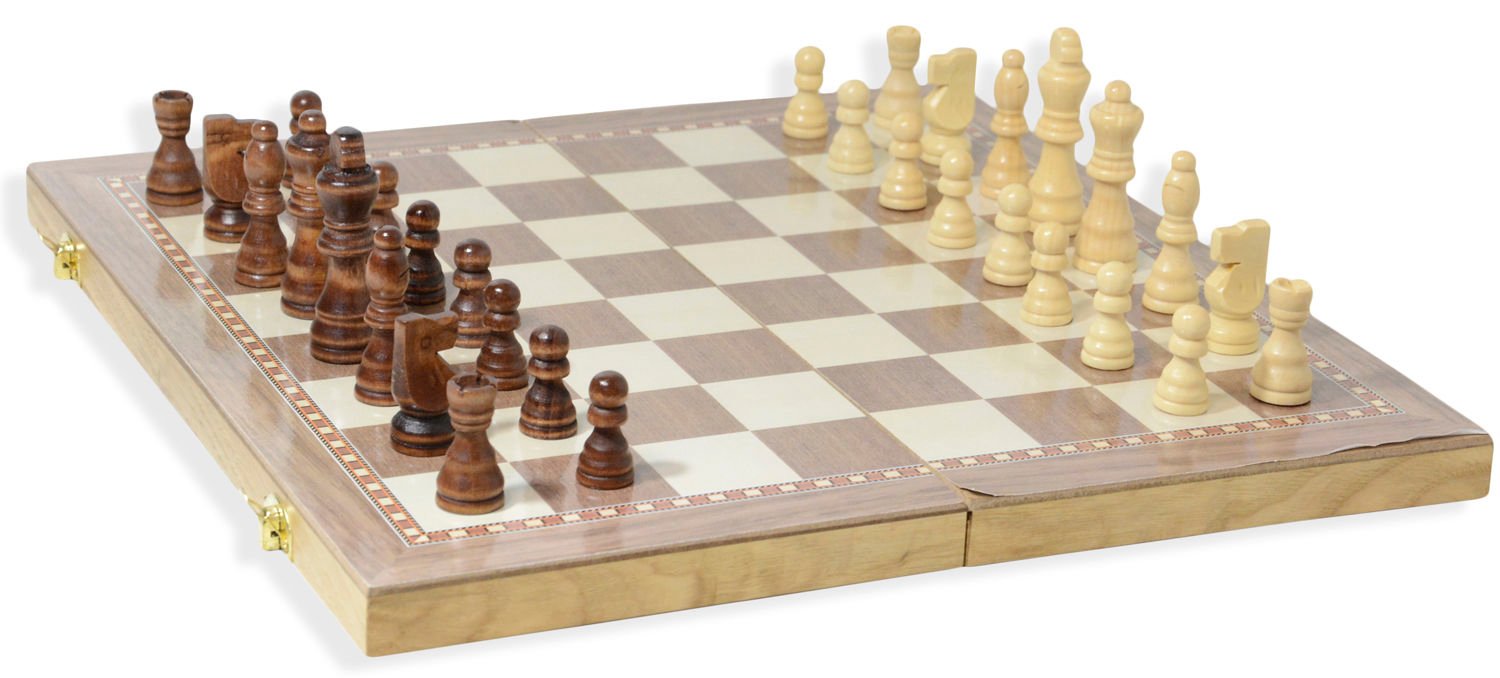 Juego de mesa 3 en 1 (ajedrez/dama/backgammon) de madera