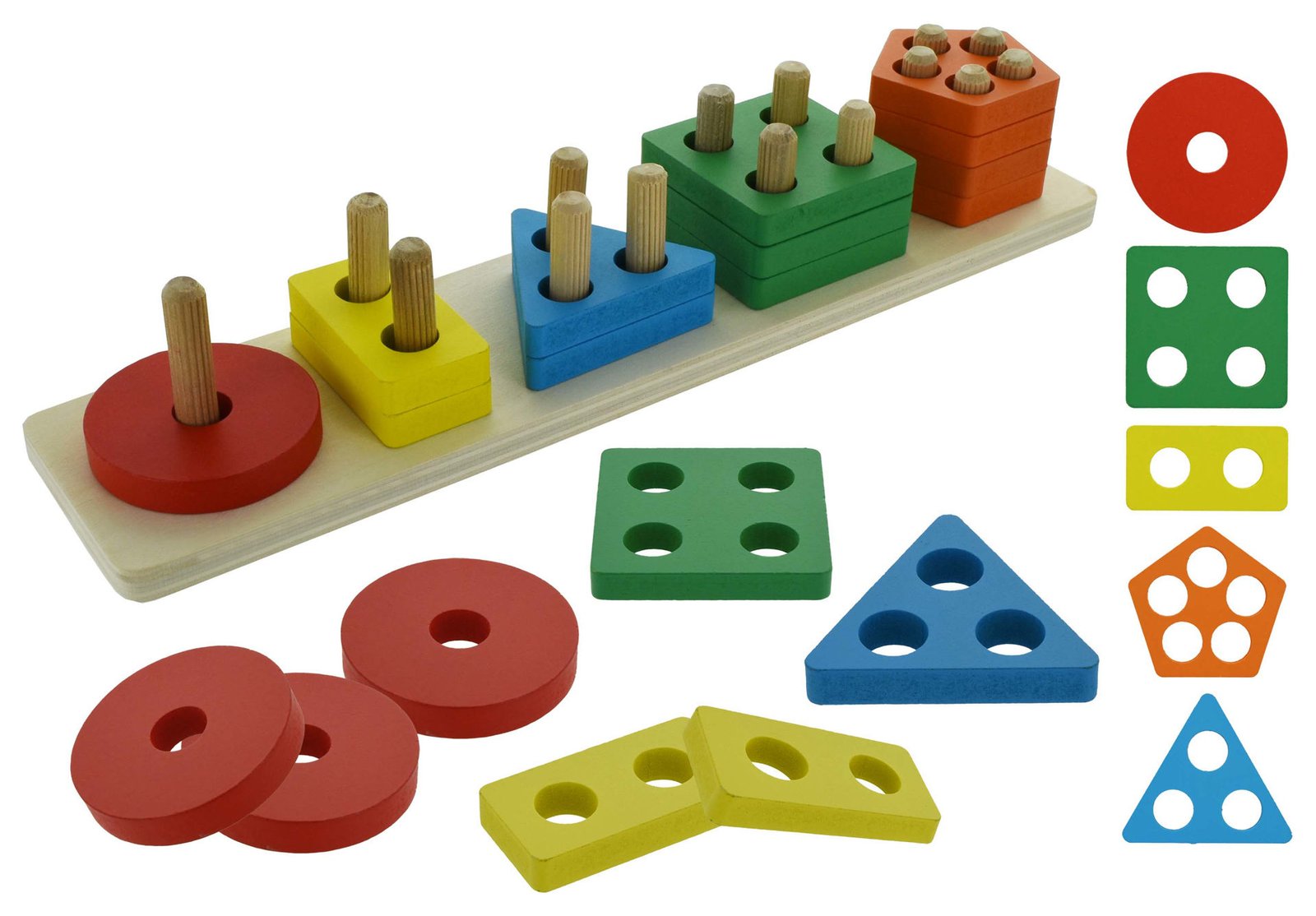 Juego de encastre de madera diferentes formas geometricas, 30 × 7 cm, 21 piezas