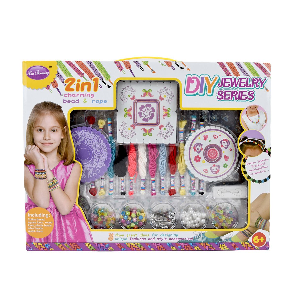 Juego de para armar 2 en 1 trenzas collares y pulseras con telares y cuencas