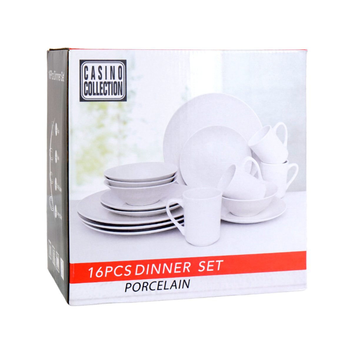 Juego de vajilla de cerámica blanco liso plato 27/19 bowl 16 × 5 tazas 9 × 10, 16 piezas