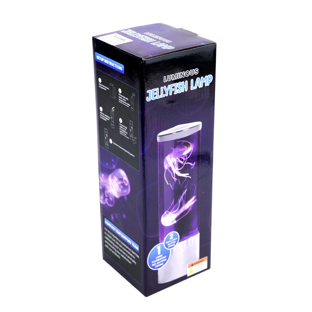 Lámpara tubo de agua con 2 medusas y USB, 28 cm de alto