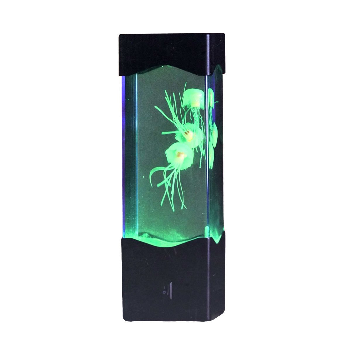 Lámpara prisma agua con medusas base USB, 6,5 × 6,5 cm