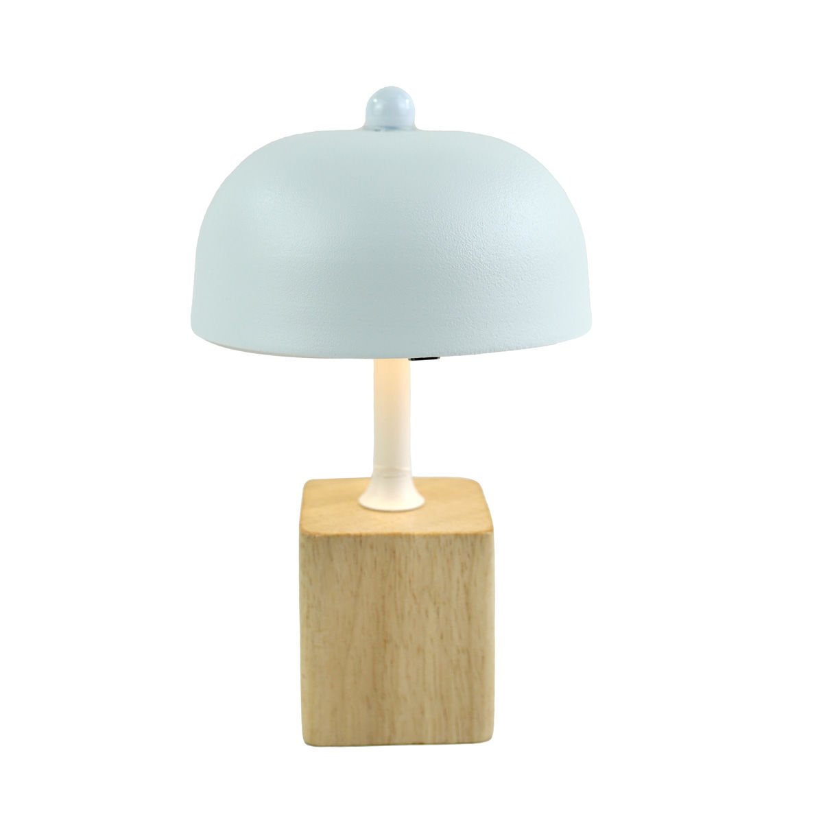 Lámpara LED honguito base cuadrada de madera USB, 6 × 6 cm