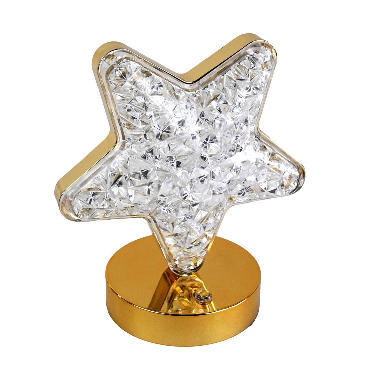 Lámpara LED estrella base de plástico dorada USB, 18 cm
