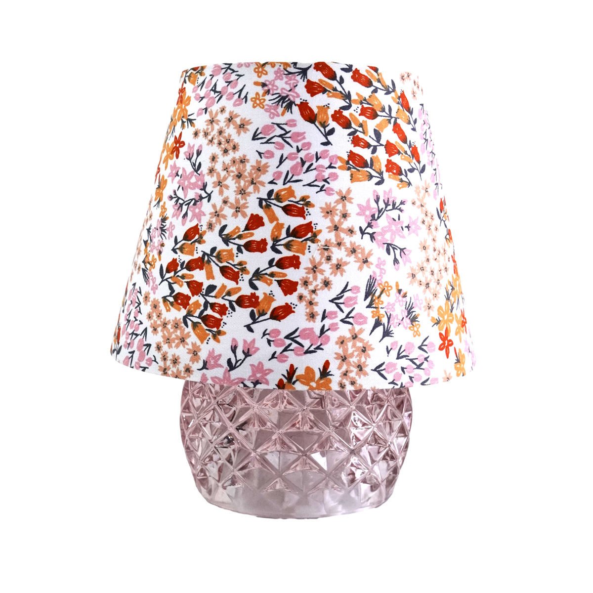 Lámpara veladora a pila de vidrio prisma pantalla flores, 21,5 cm