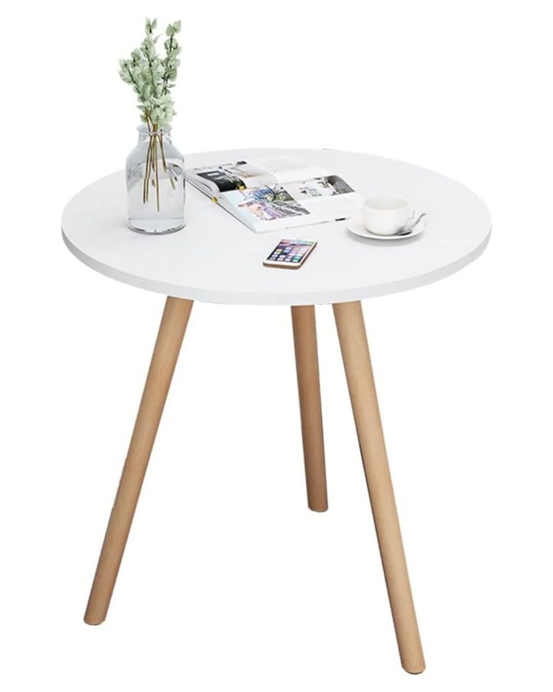 Mesa ratona redonda de madera con 3 patas, 40 cm de diámetro