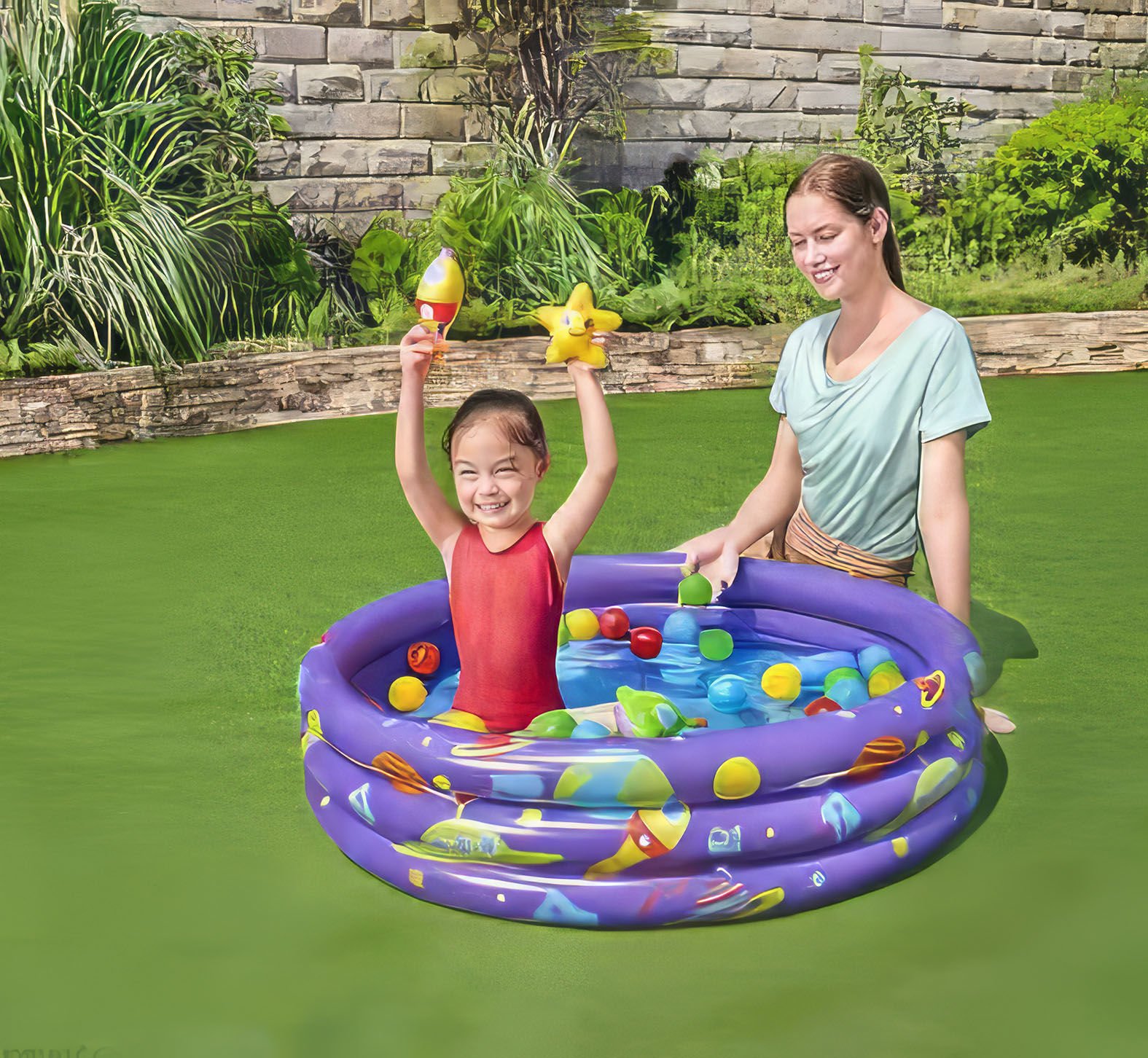Piscina inflable Bestway 3 aros con pelotas 102 × 25 intergalactic surprise