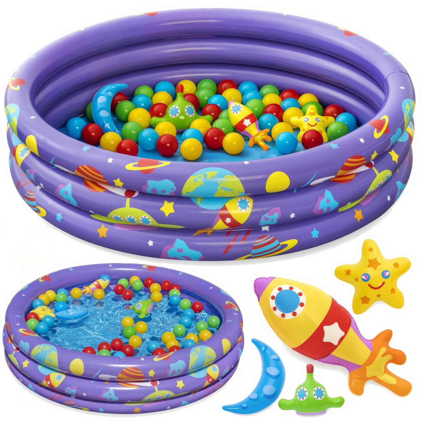 Piscina inflable Bestway 3 aros con pelotas 102 × 25 intergalactic surprise