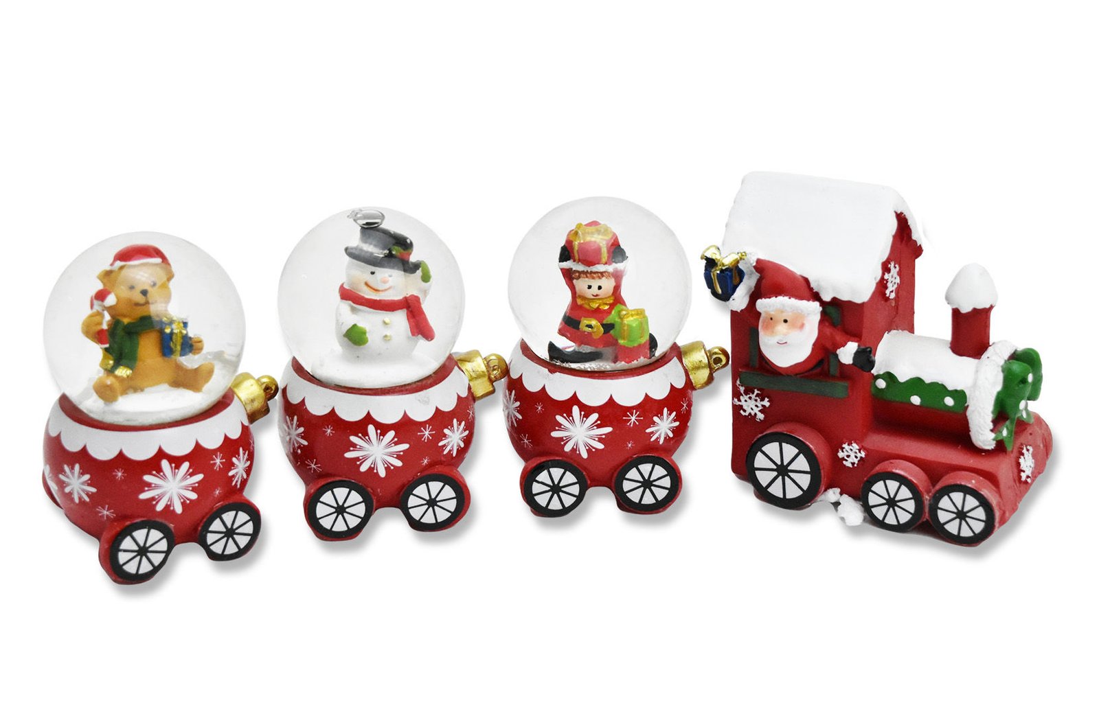 Tren navideño con locomotora y 3 vagones, set de 4 piezas