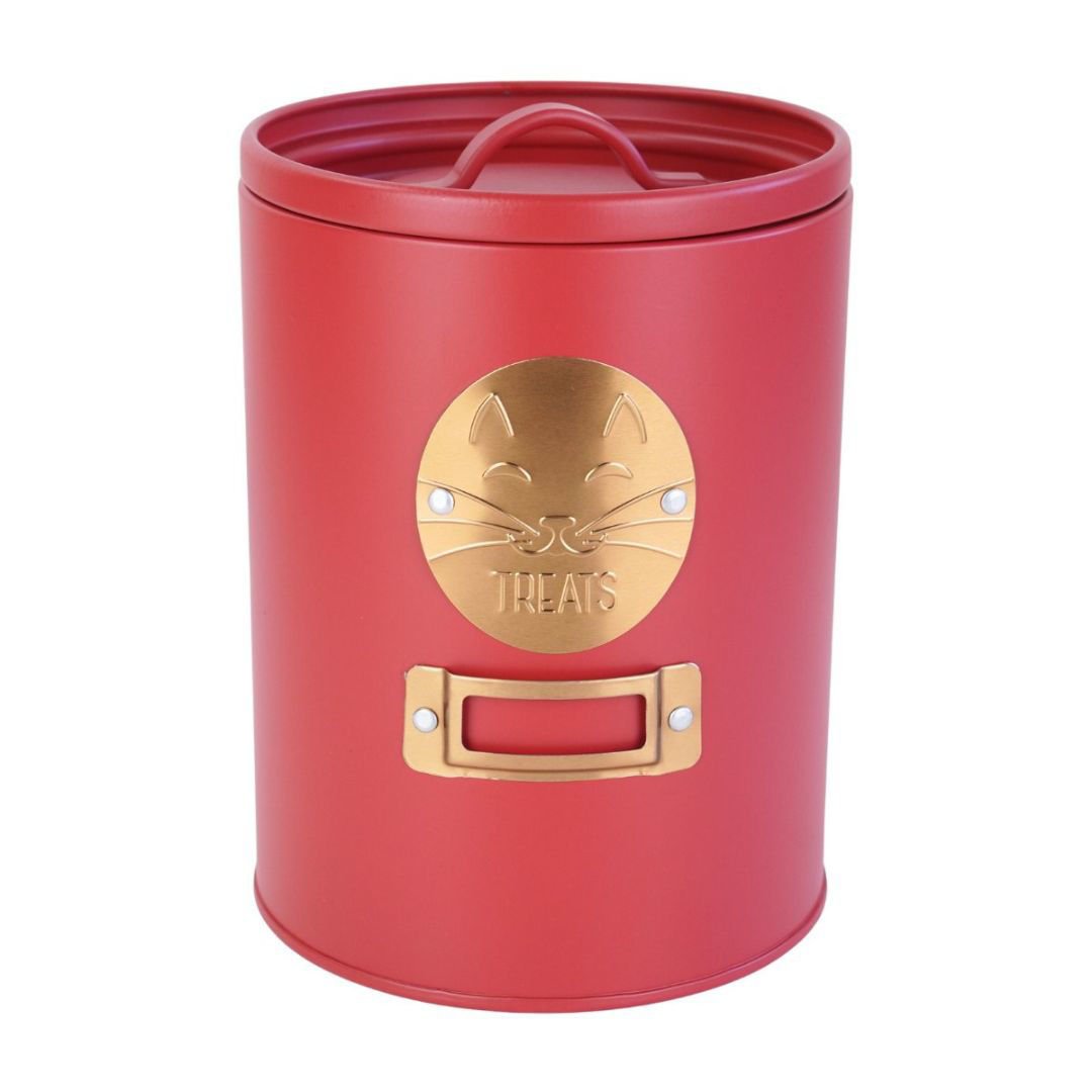 Lata para comida de gatos rojo con dorado, 13,5 × 18 cm