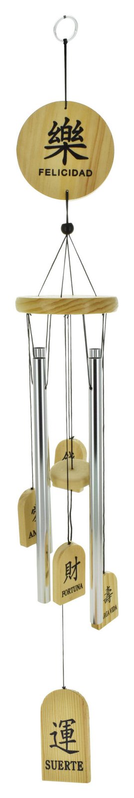 Llamador de angeles de metal y madera con mensajes, 77 cm