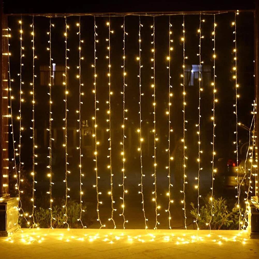Luces cortina LED de 200 luces, colores surtidos, 200 × 45 cm