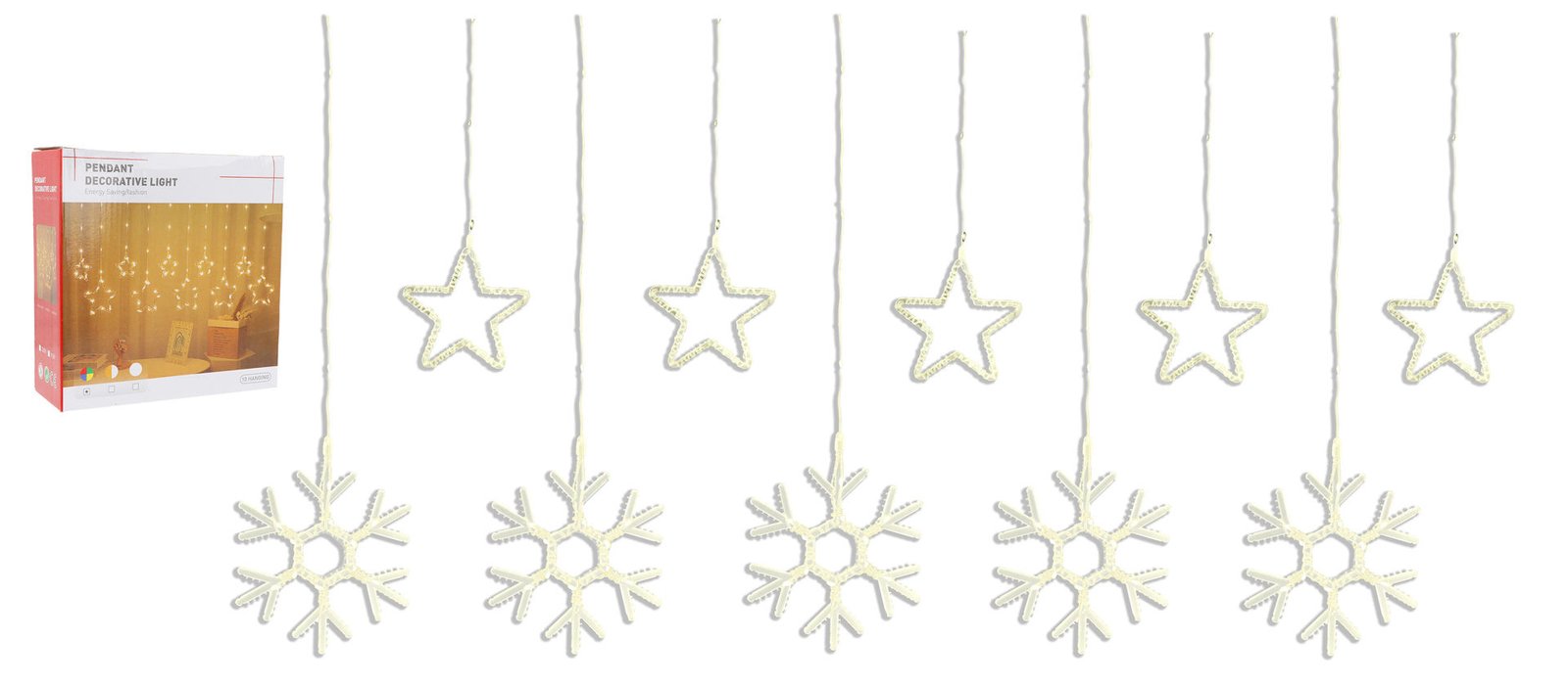 Luces LED cortina con estrellas y copo de nieve 8FUNCI, 110 L