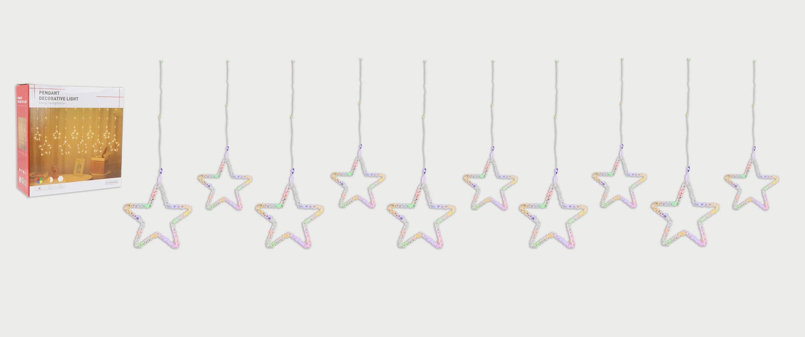 Luces LED cortina con estrella y estrella 8 funciones, 110 L