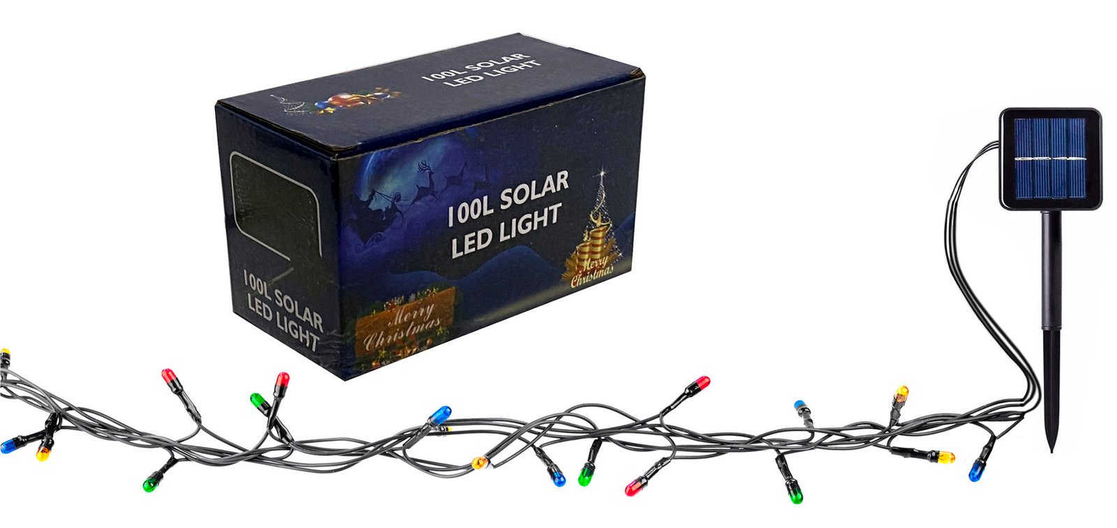 Luces LED solares multicolor para jardín con estaca, 10 m, 100 luces