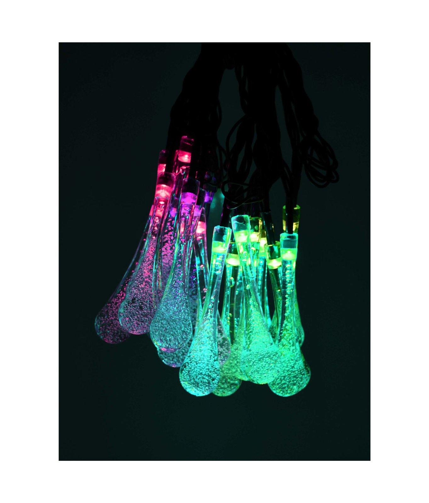 Luces LED solares con forma de lágrima para jardín, 2 m, 20 luces