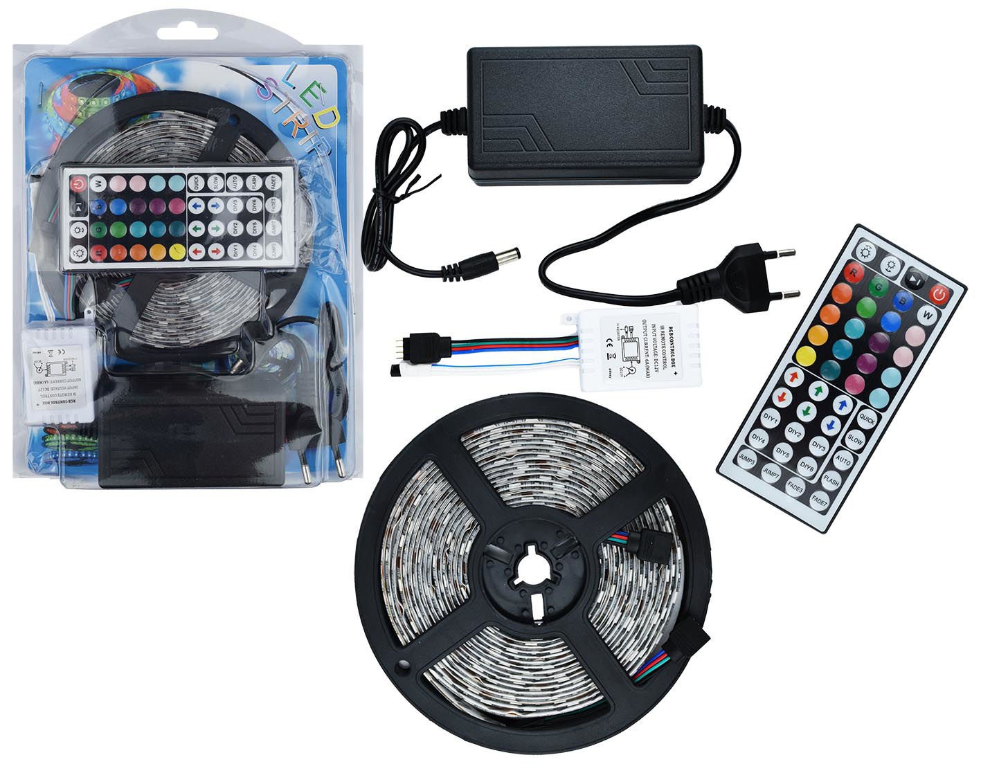 Luces RGB manguera chata con control remoto, 5 m