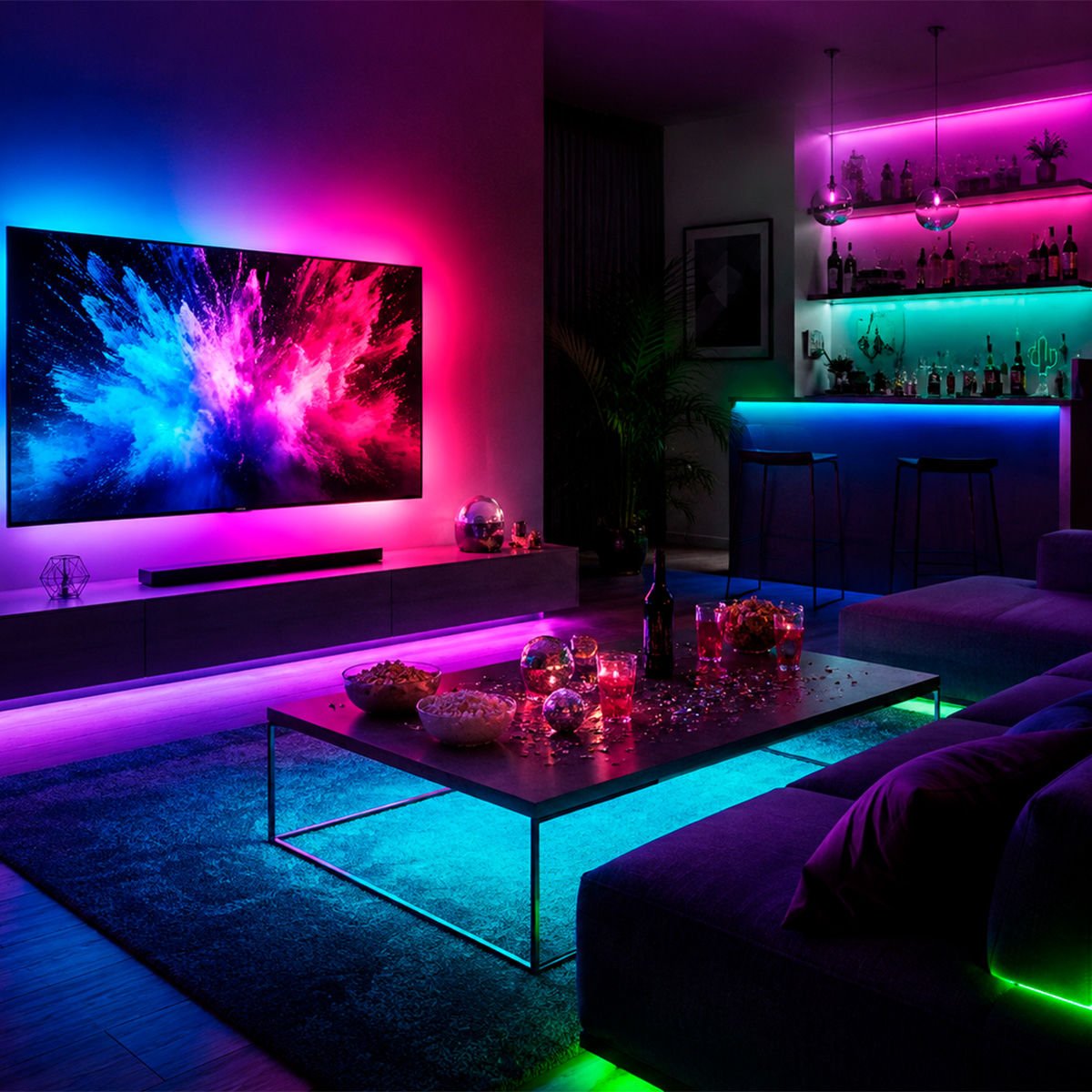 Luces RGB manguera chata con control remoto, 5 m