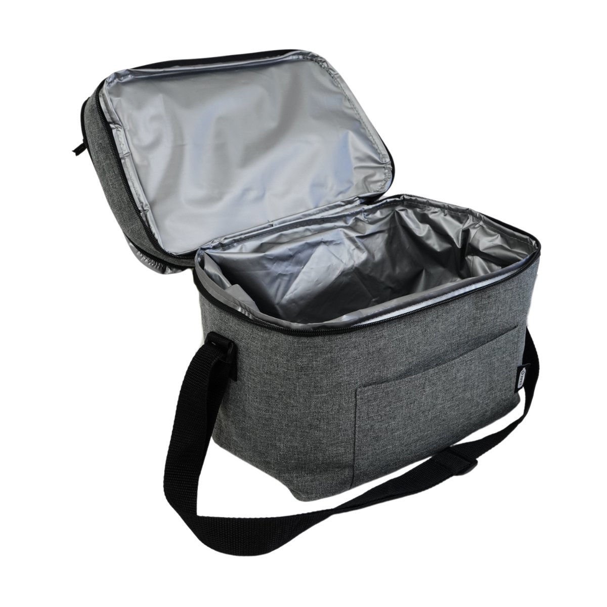 Bolso térmico tipo conservadora con 2 reparticiones gris, 31 × 21 cm
