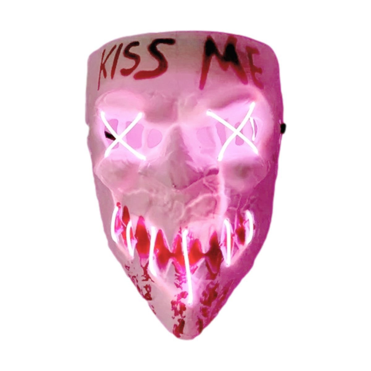 Máscara halloween con luz 3 funciones blanca kiss me, 22,5 × 16,5 cm