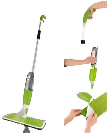 Mopa chata microfibra con rociador spray y deposito de liquido, 400 ml