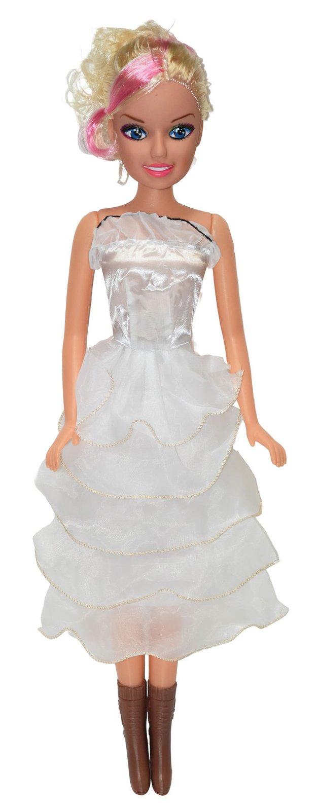 Muñeca canta de plástico con vestido, 75 cm