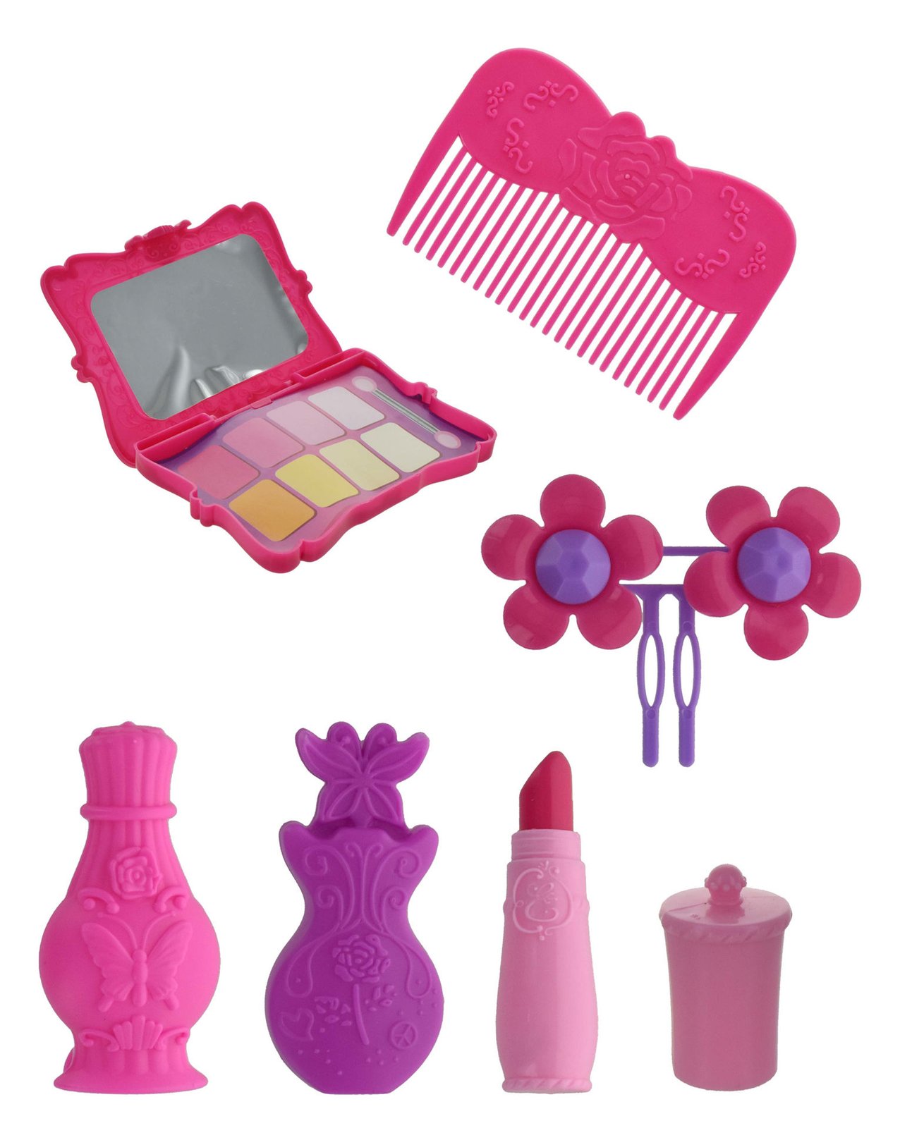 Muñeca con accesorios de belleza, 8 piezas