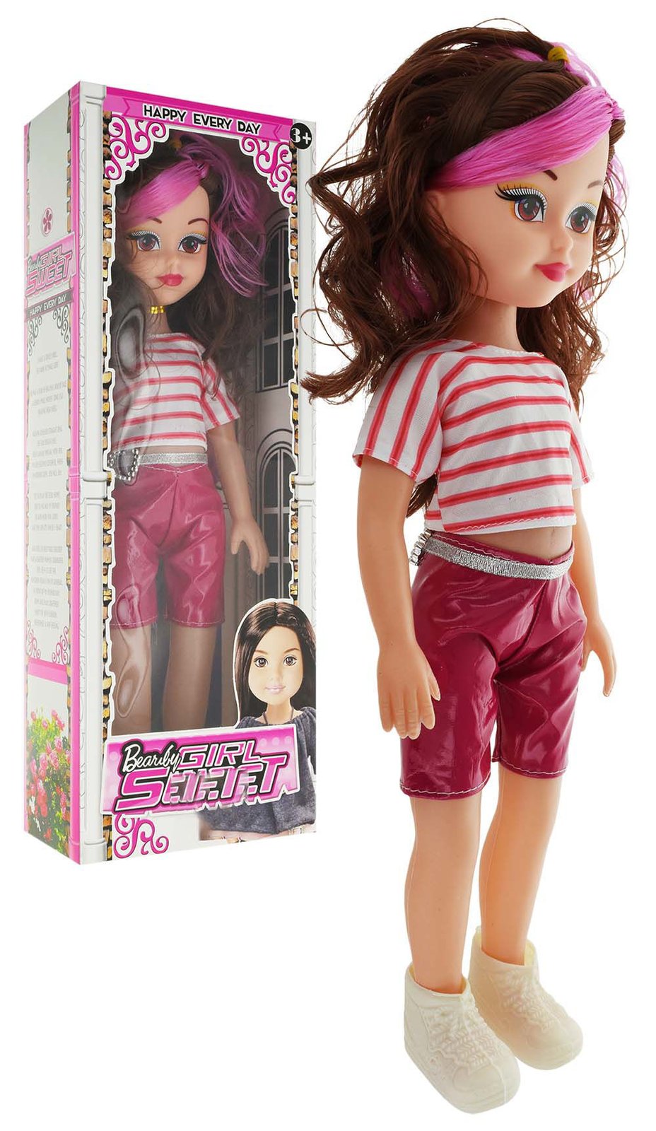 Muñeca canta con ojos grandes pelo, 41 cm