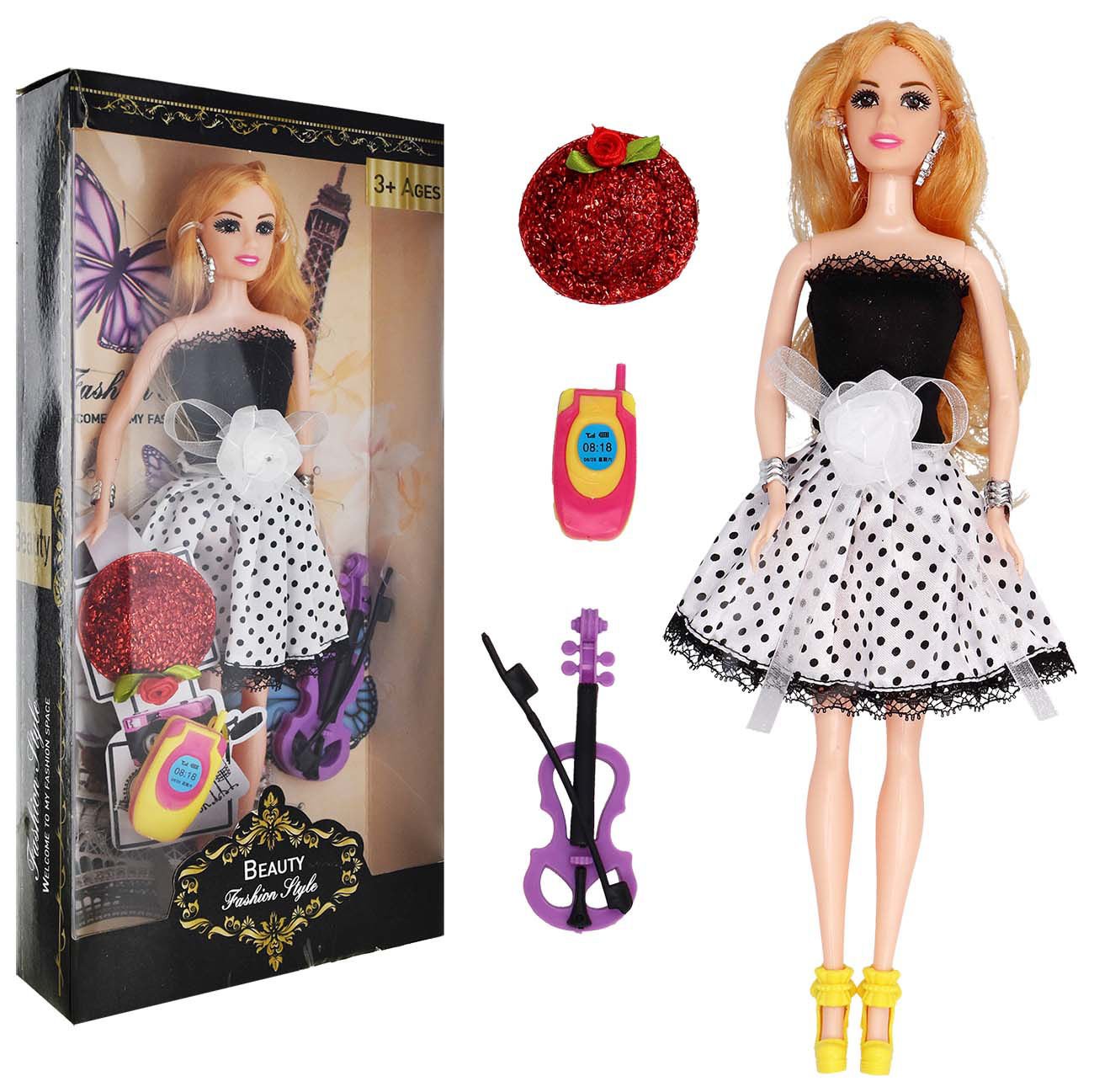 Muñeca de goma beauty con vestido de fiesta y acc, 30 cm