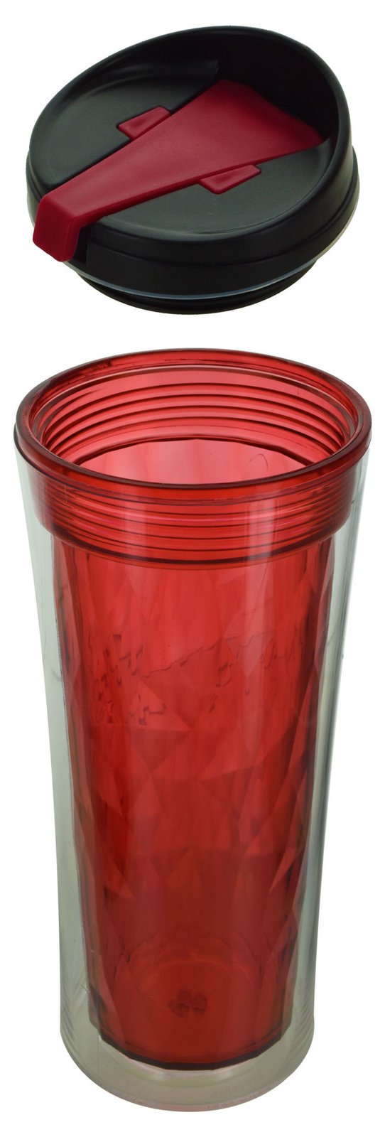 Mug de acrílico tipo plástico negra, doble pared, 6,5 × 20,5 cm