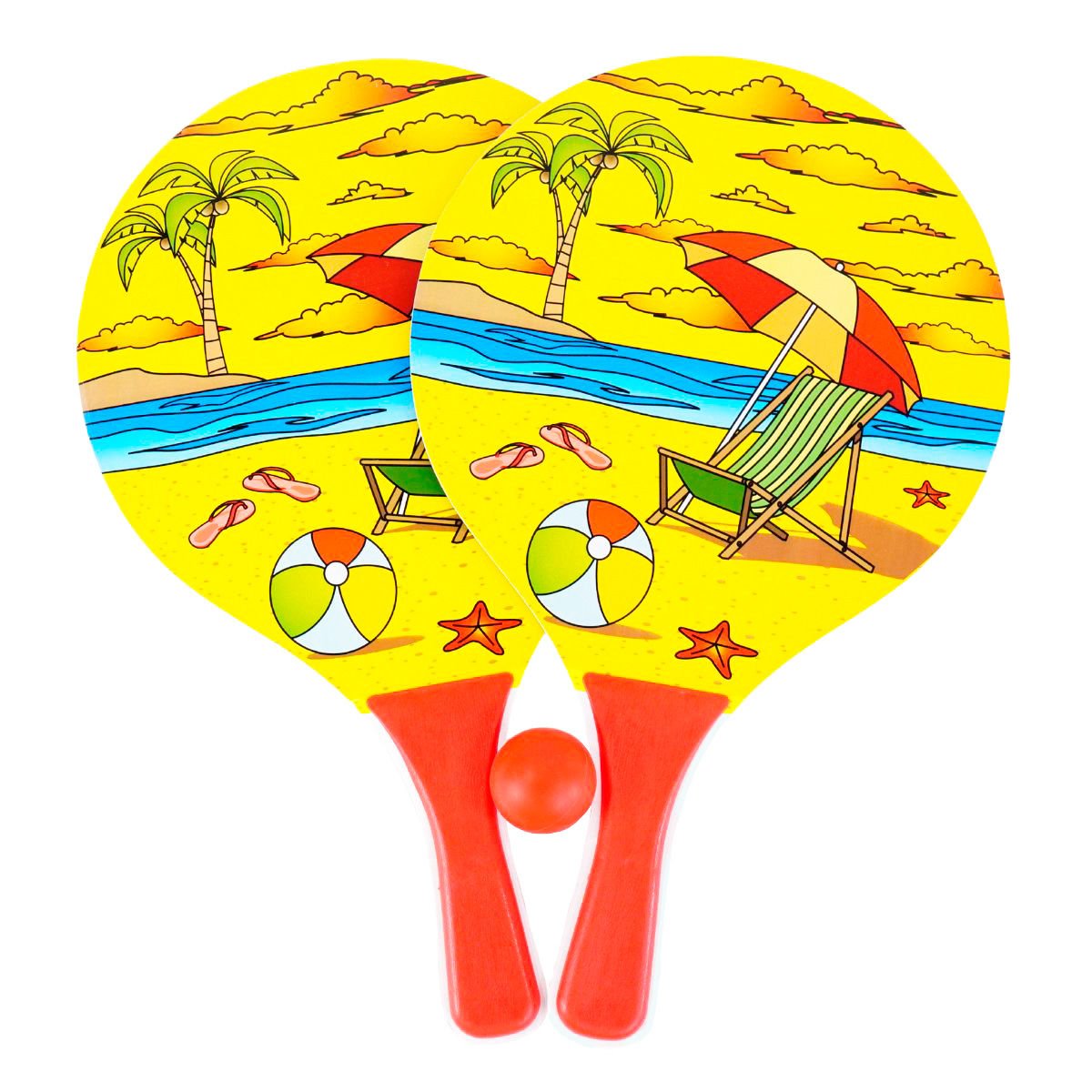 Paleta playa con pelota MDF red, 38 × 23 cm, pack de 2