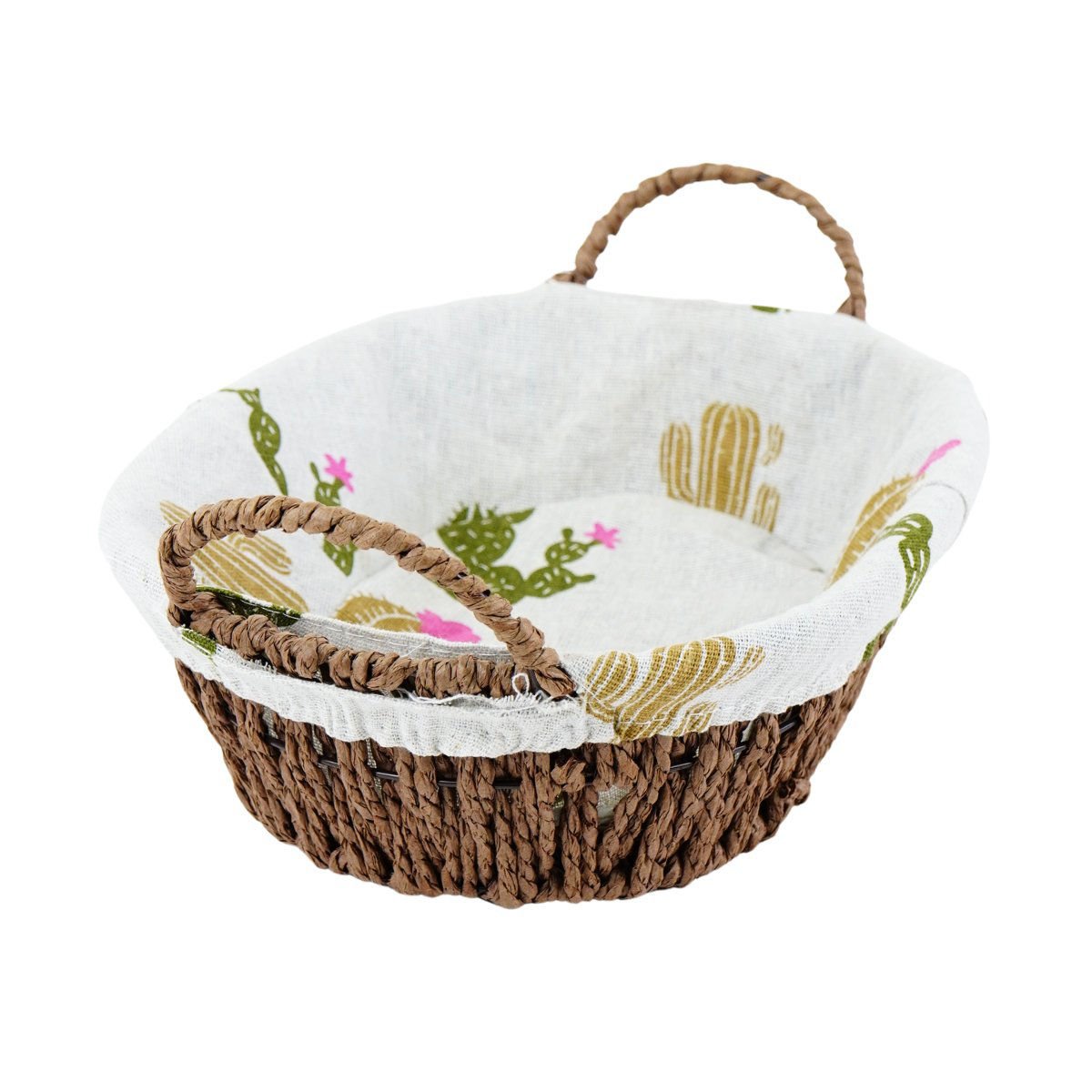 Panera oval de rattan y tela, 21 × 27,5 cm