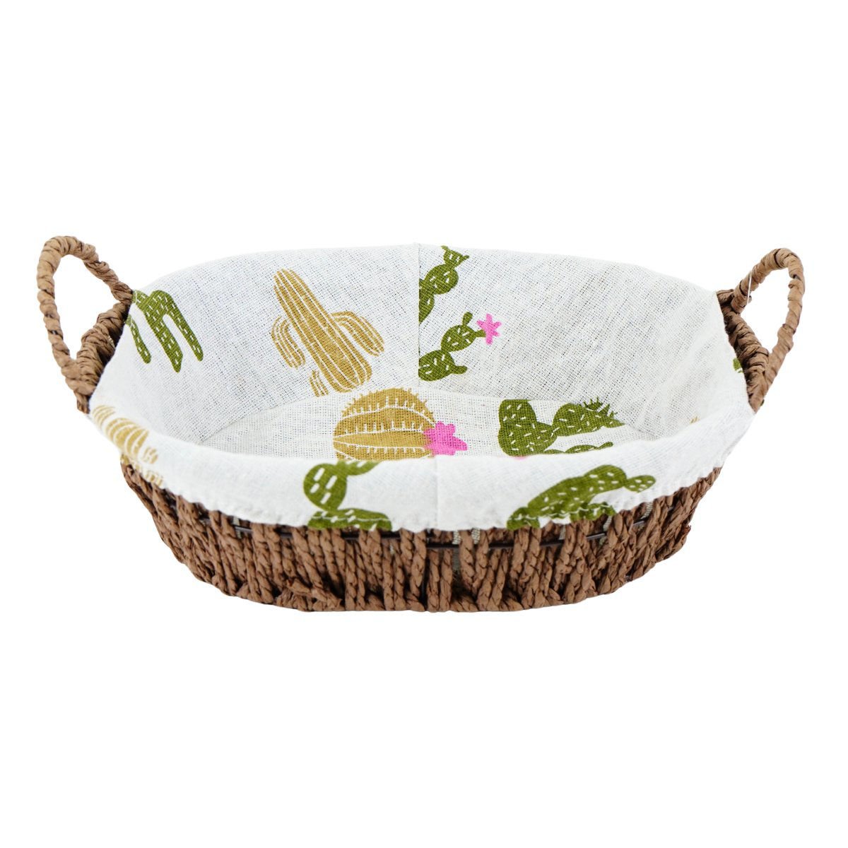Panera oval de rattan y tela, 21 × 27,5 cm