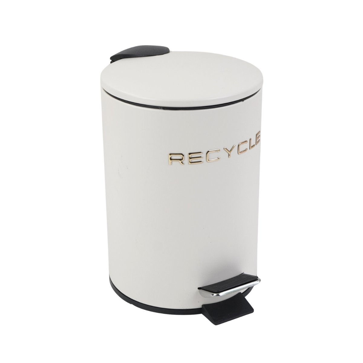 Papelera de metal con pedal beige con dorado, 3 L