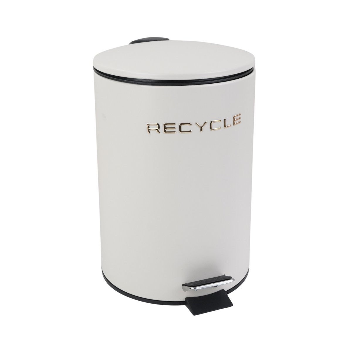 Papelera de metal con pedal beige con dorado, 7 L