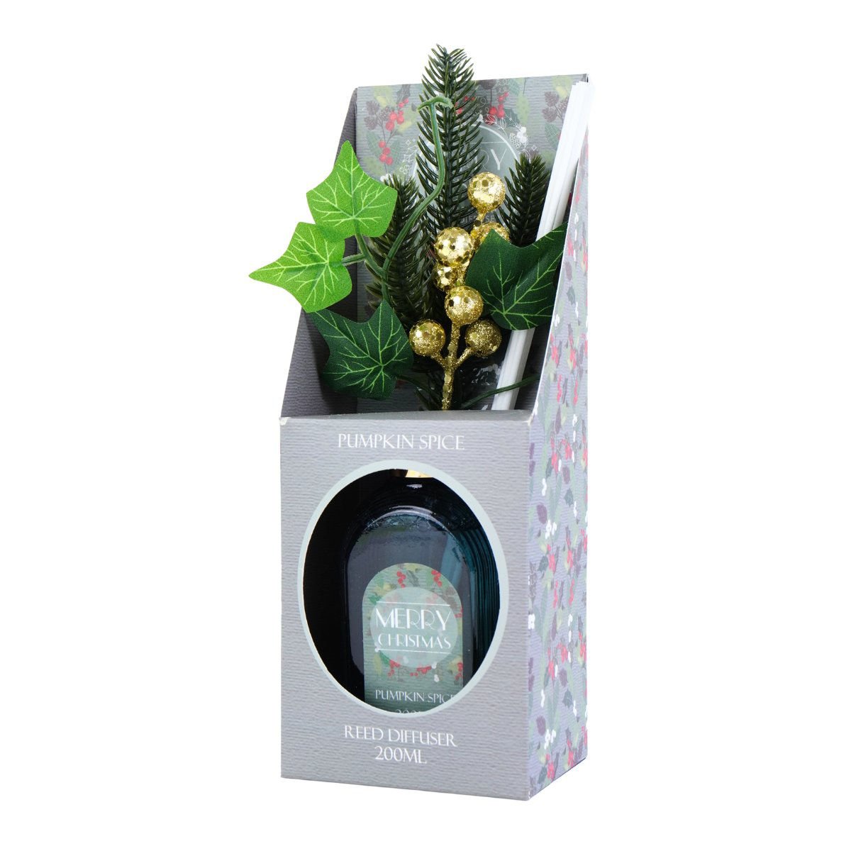 Difusor aromatizador navideño con varillas y flores esencia, 200 ml