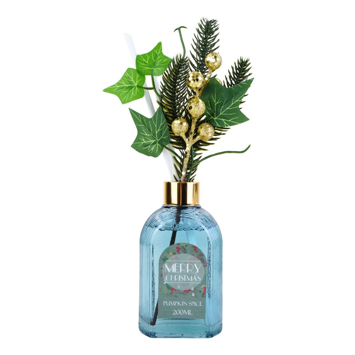 Difusor aromatizador navideño con varillas y flores esencia, 200 ml