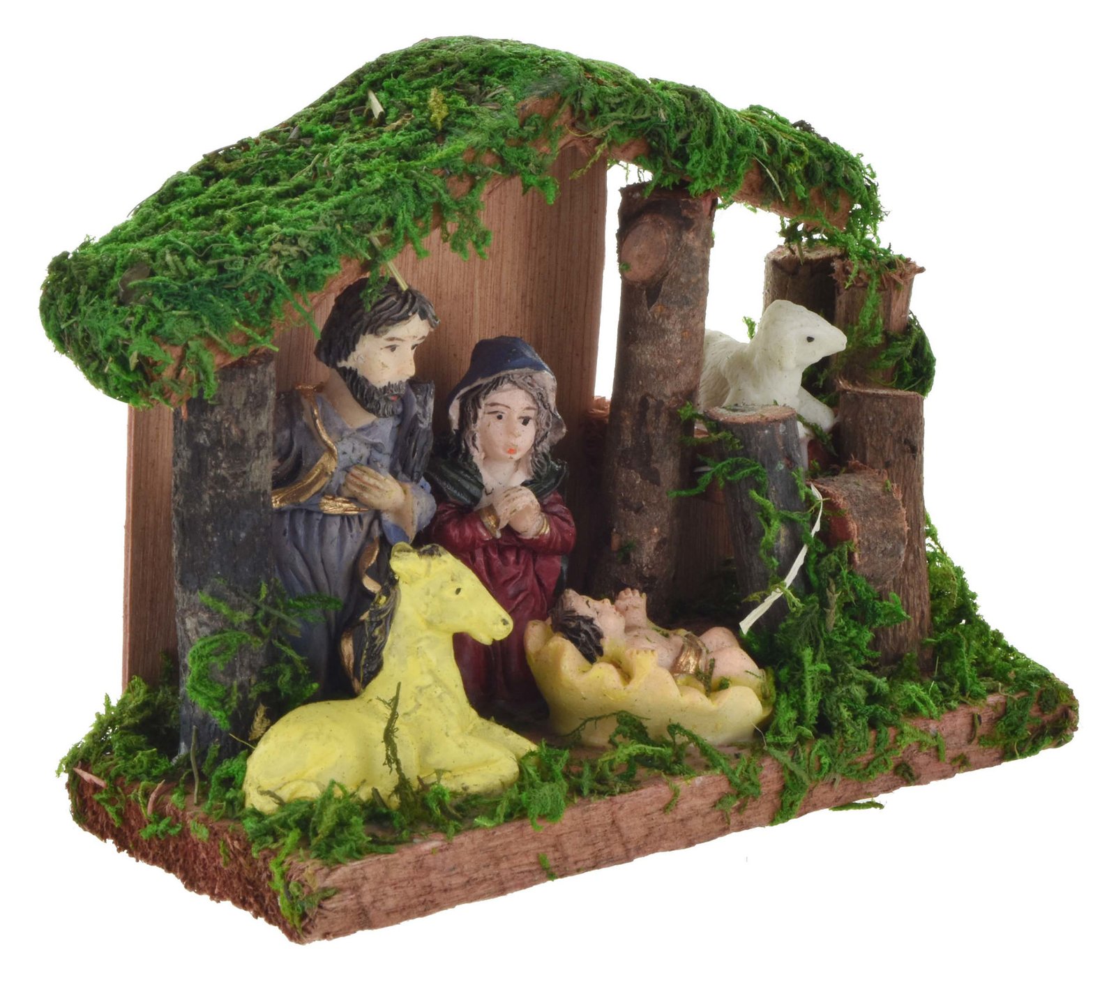 Pesebre tipo casa, 12,5 × 5,5 × 9,5 cm, set de 6 piezas