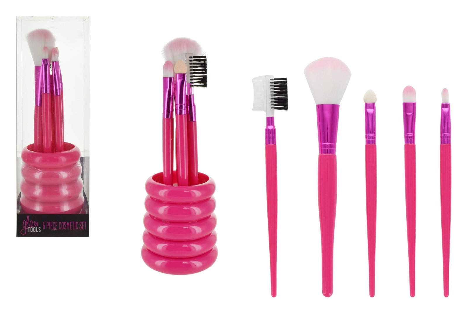 Pincel de maquillaje con base de PVC, pack de 5