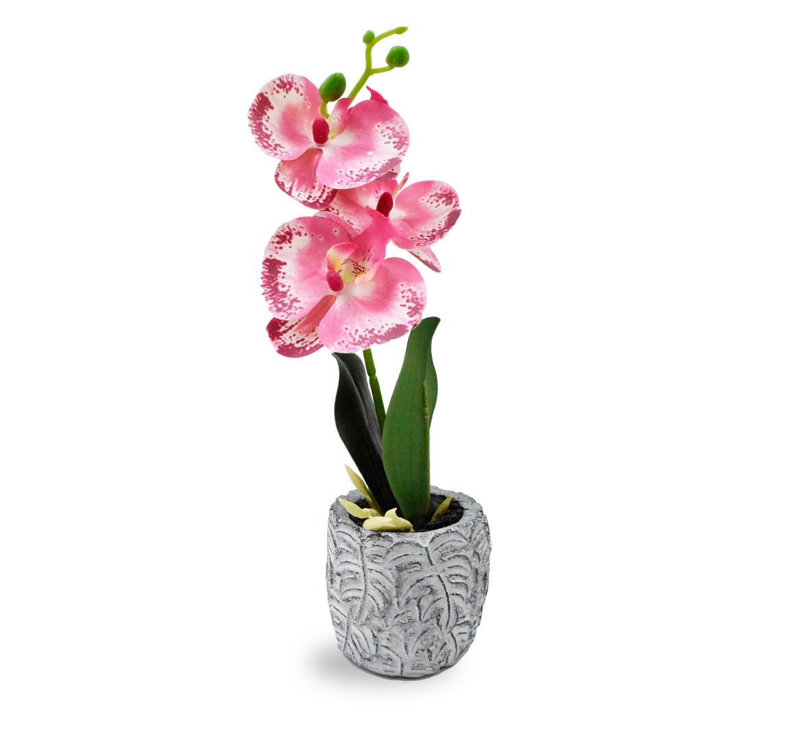 Planta artificial orquídea con maceta de cerámica, 33 × 6,5 cm
